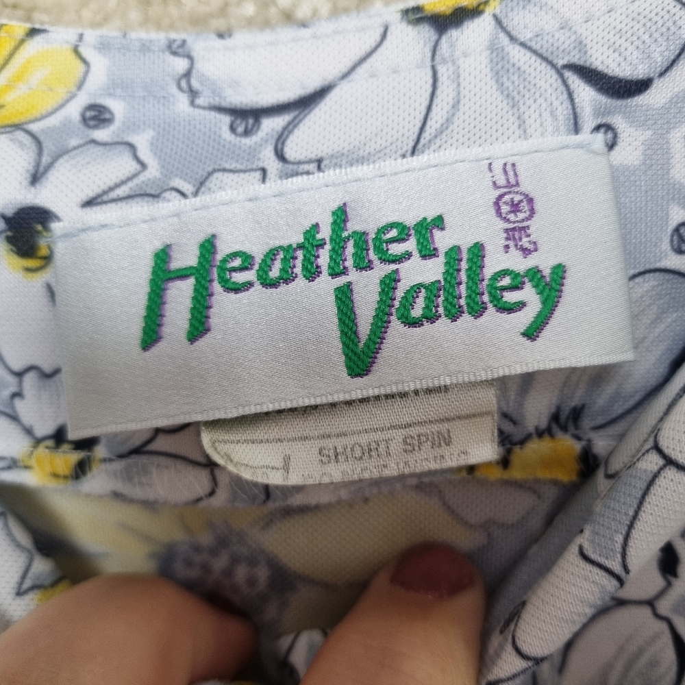 Vintage Heather Valley Dress Size 14 1970's Yellow Grey Daisy Sleeveless Button - Picture 6 of 10